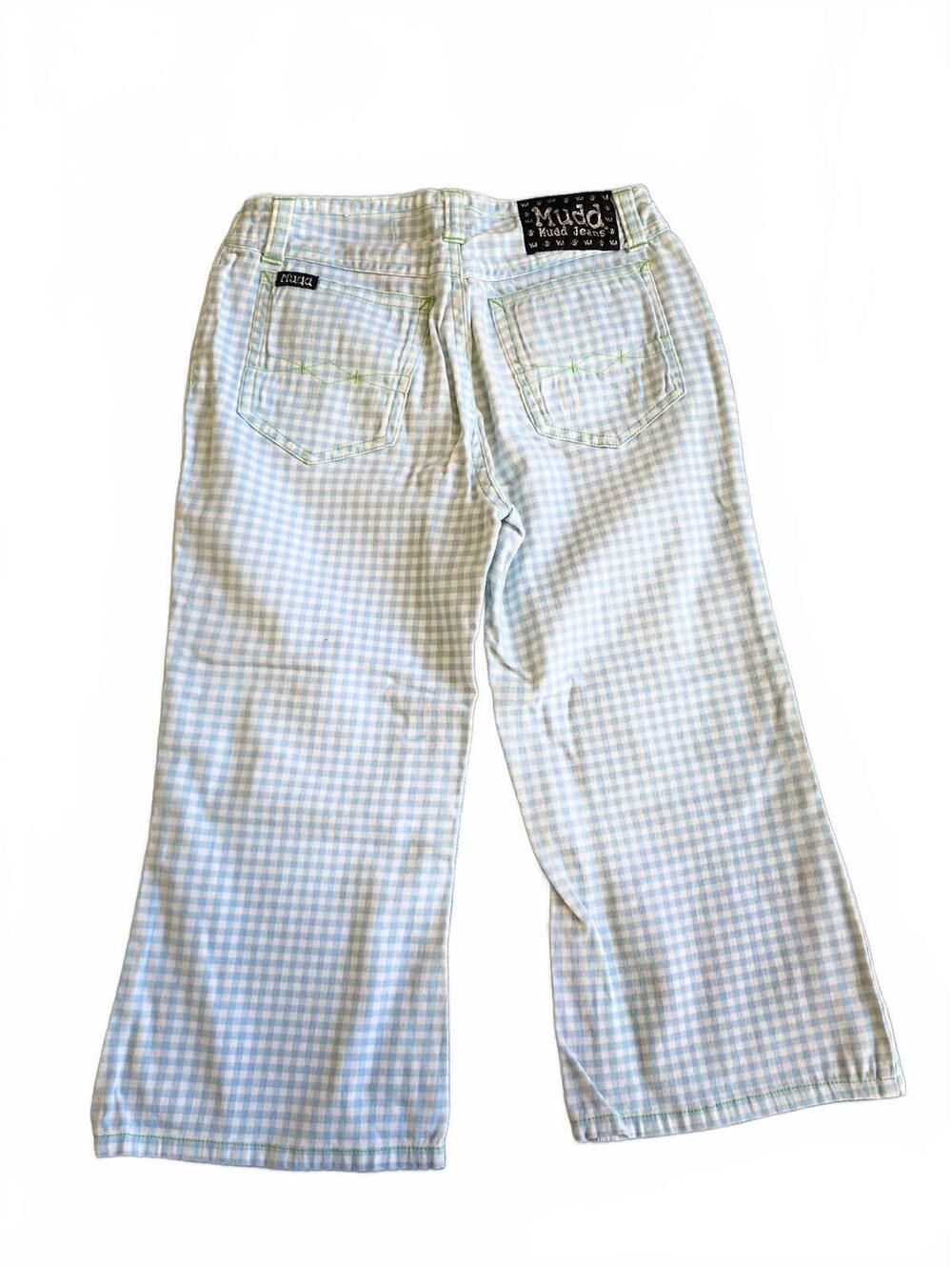 Mudd Yo! Girl Blue and White Gingham Pattern Leg Pants 10